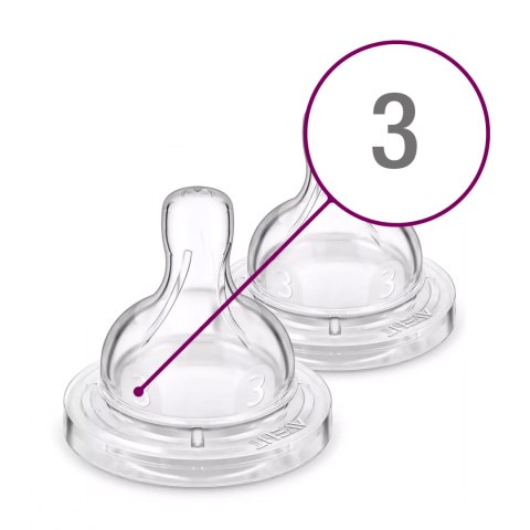 Smoczek Avent do butelki antykolkowej wąski średni Philips Classic 3+ 2pak