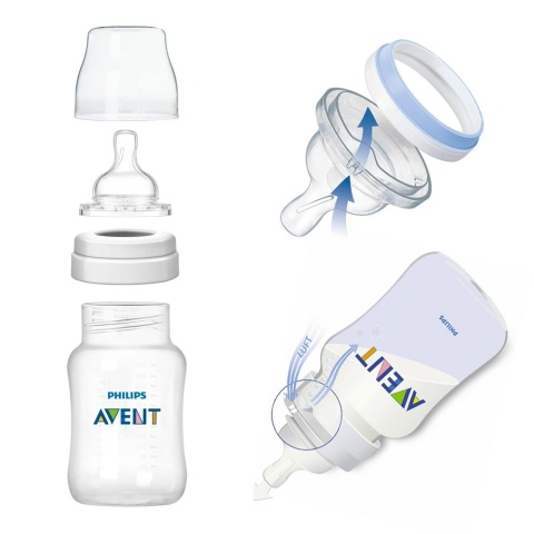 Smoczek Avent do butelki antykolkowej wąski średni Philips Classic 3+ 2pak