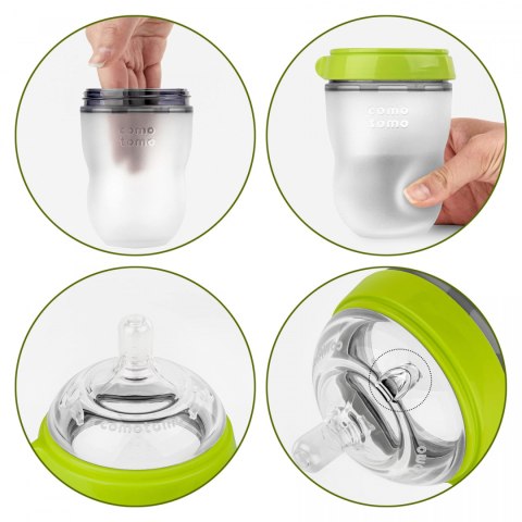COMOTOMO Butelka antykolkowa SILIKON 0+ 150ml 2pak COMOTOMO Butelka antykolkowa SILIKON 0+ 150ml 2pak