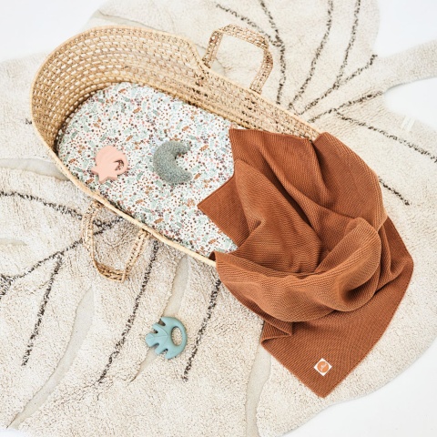 Grzechotka miękka Jollein bio bawełna welur popielato zielony księżyc