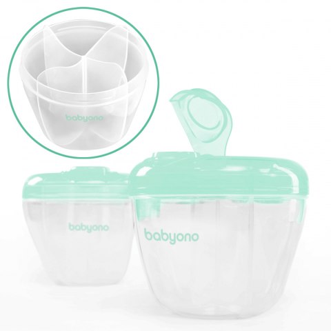 Pojemnik na mleko modyfikowane w proszku Babyono z dozownikiem 4 komory