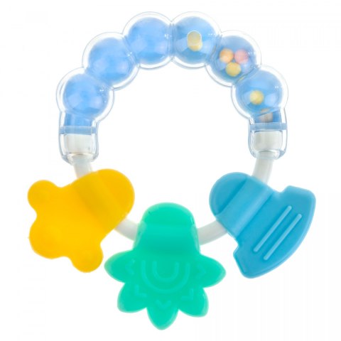 Gryzak silikonowy na ząbkowanie Akuku grzechotka z wypustkami 3 końcówki