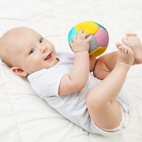Zabawka sensoryczna BabyOno piłeczka grzechotka miękka różowa