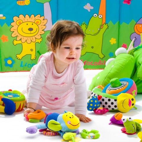 Zawieszka do wózka Eurobaby małpka sensoryczna grzechotka gryzak niebieska Zawieszka do wózka Eurobaby małpka sensoryczna grzechotka gryzak niebieska