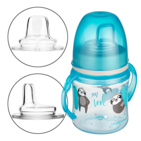 Bidon dla dzieci Canpol kubek treningowy ustnik uchwyty 120 ml 6+ niebieski