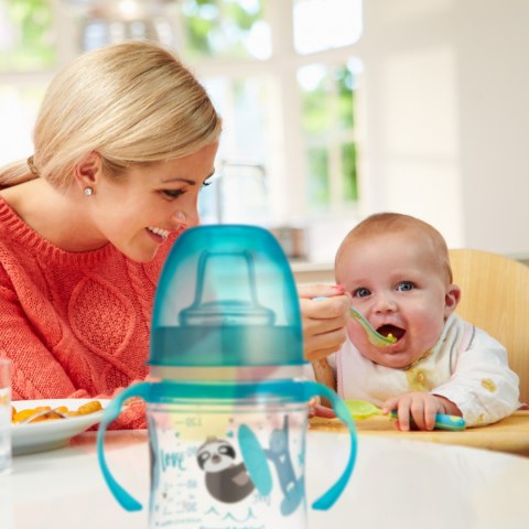 Bidon dla dzieci Canpol kubek treningowy ustnik uchwyty 120 ml 6+ niebieski