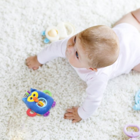 Pluszak grzechotka gryzak Eurobaby przytulanka sowa sensoryczna niebieska Pluszak grzechotka gryzak Eurobaby przytulanka sowa sensoryczna niebieska