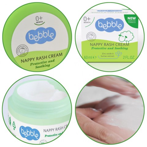 Krem z tlenkiem cynku kojący dla niemowląt na odparzenia Bebble 60 ml 0+ Krem z tlenkiem cynku kojący dla niemowląt na odparzenia Bebble 60 ml 0+