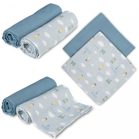 Pieluchy muślinowe Canpol pieluszki delikatna bawełna 70x70 cm 2pak błękit Pieluchy muślinowe Canpol pieluszki delikatna bawełna 70x70 cm 2pak błękit