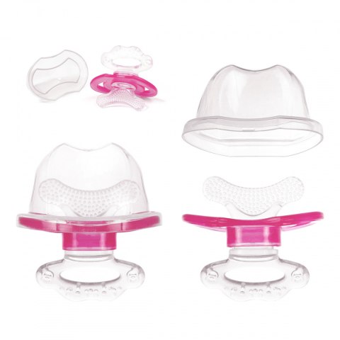 Gryzak silikonowy Babyono na ząbkowanie do chłodzenia w lodówce różowy