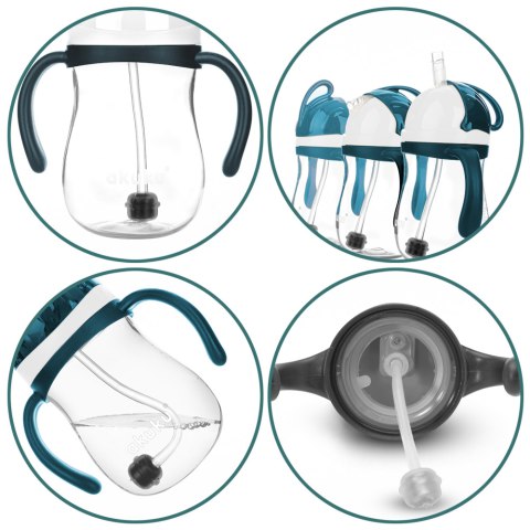 Bidon dla dzieci z obciążoną słomką i uchwytami Akuku 280 ml 9+ granatowy