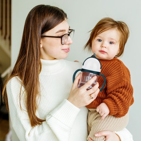 Bidon dla dzieci z obciążoną słomką i uchwytami Akuku 280 ml 9+ granatowy