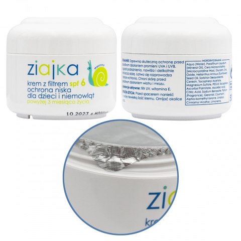 Krem do twarzy z filtrem SPF6 Ziajka dla dzieci i niemowląt witamina E 50ml Krem do twarzy z filtrem SPF6 Ziajka dla dzieci i niemowląt witamina E 50ml