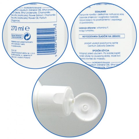 Oliwka do masażu pielęgnacyjna Ziajka dla niemowląt rumianek wit F 270 ml Oliwka do masażu pielęgnacyjna Ziajka dla niemowląt rumianek wit F 270 ml