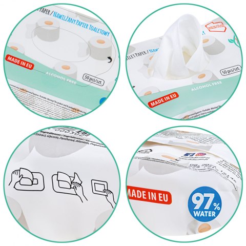 Nawilżany papier toaletowy Akuku spłukiwalny biodegradowalny 50 szt Nawilżany papier toaletowy Akuku spłukiwalny biodegradowalny 50 szt