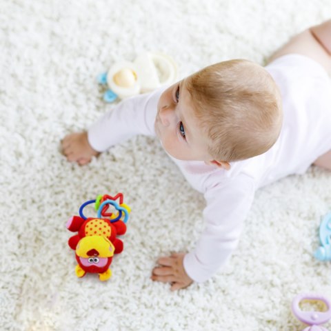 Pluszak przytulanka Eurobaby małpka grzechotka sensoryczna czerwona Pluszak przytulanka Eurobaby małpka grzechotka sensoryczna czerwona