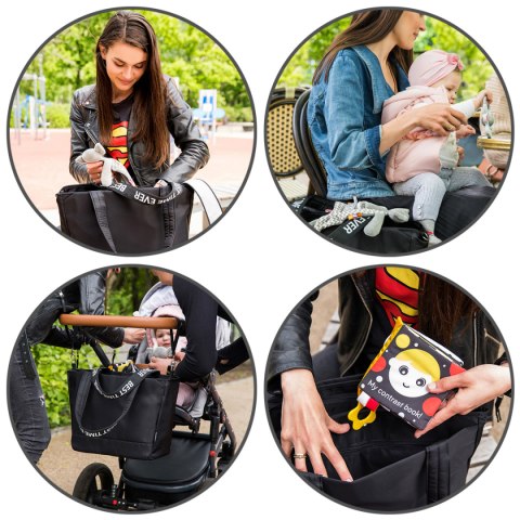 Torba na ramię dla mamy Babyono do wózka na spacer 12 kieszeni akcesoria