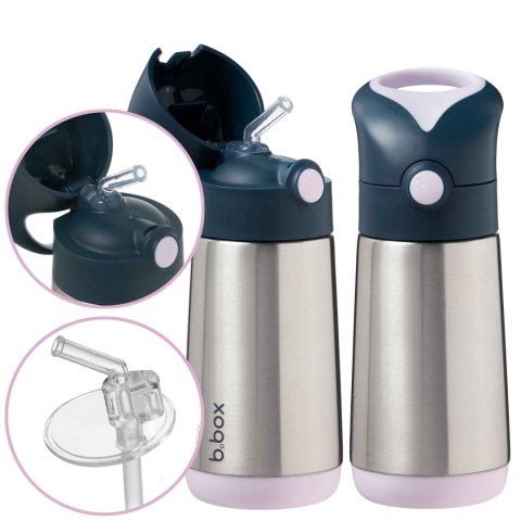 Bidon termiczny Bbox ze słomką termos lato zima stal nierdzewna 350 ml INDIGO ROSE Bidon termiczny Bbox ze słomką termos lato zima stal nierdzewna 350 ml INDIGO ROSE