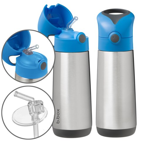 Bidon termiczny Bbox ze słomką termos lato zima stal nierdzewna 500 ml BLUE SLATE Bidon termiczny Bbox ze słomką termos lato zima stal nierdzewna 500 ml BLUE SLATE