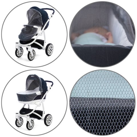 Moskitiera do wózka spacerowego i głębokiego Babyono biała 95x60x20 cm Moskitiera do wózka spacerowego i głębokiego Babyono biała 95x60x20 cm