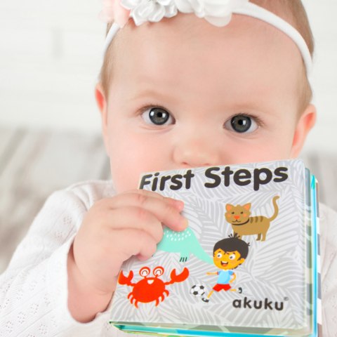 Książeczka sensoryczna Akuku edukacyjna piszcząca do wody Pierwsze kroczki Książeczka sensoryczna Akuku edukacyjna piszcząca do wody Pierwsze kroczki