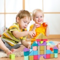 Klocki drewniane edukacyjne konstrukcyjne pastelowe 28 szt. dla dzieci