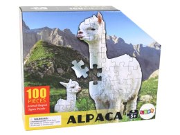 Puzzle 100 Elementów Motyw Białej Alpaki Zwierzęta