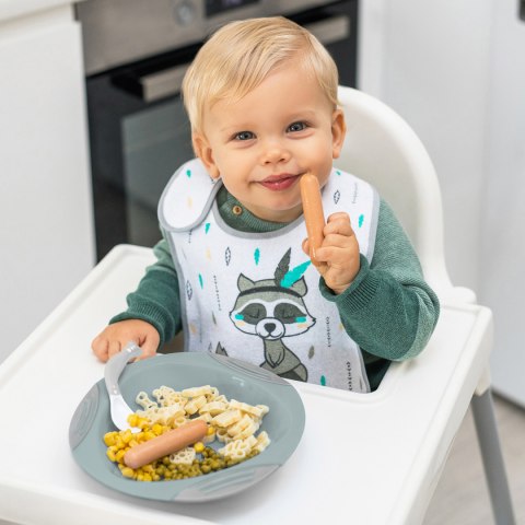 Sztućce dla dzieci łyżeczki elastyczne Babyono do karmienia żółta i szara Sztućce dla dzieci łyżeczki elastyczne Babyono do karmienia żółta i szara
