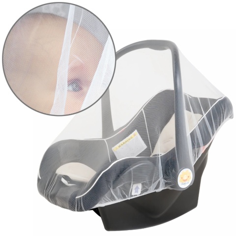 Moskitiera do fotelika samochodowego Babyono uniwersalna biała 80x80x20 cm