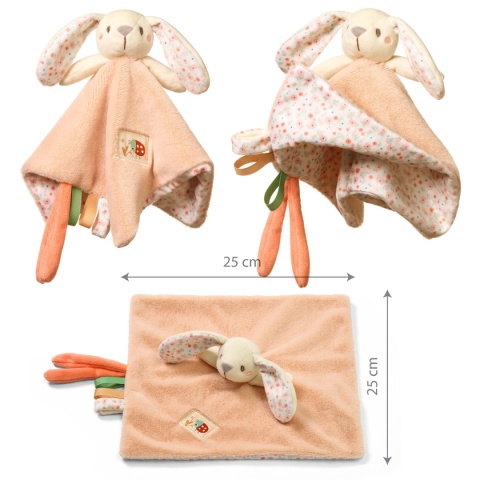 Przytulanka sensoryczna kocyk bawełniany grzechotka Babyono Baby Bunny Przytulanka sensoryczna kocyk bawełniany grzechotka Babyono Baby Bunny
