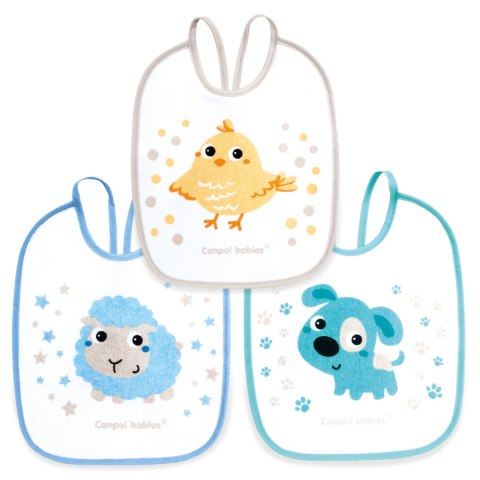 Śliniak wiązany Canpol bawełniano-ceratkowy frotte zestaw 3 szt 0+