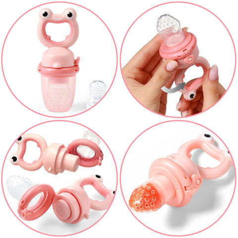 BabyOno Gryzak silikonowy z osłonką do podawania pokarmu i owoców Frog 6+ BabyOno Gryzak silikonowy z osłonką do podawania pokarmu i owoców Frog 6+