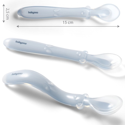 BabyOno Łyżeczka do karmienia elastyczna silikonowa do nauki jedzenia 6+