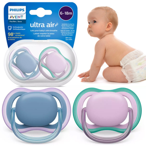 Smoczek Avent uspokajający symetryczny Philips Ultra Air 6+ 2pak SCF085/34