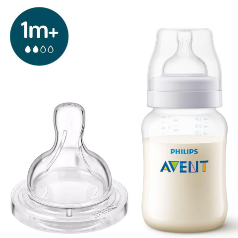 Philips Avent Classic Butelka antykolkowa do karmienia wąska 260 ml 1+ Philips Avent Classic Butelka antykolkowa do karmienia wąska 260 ml 1+