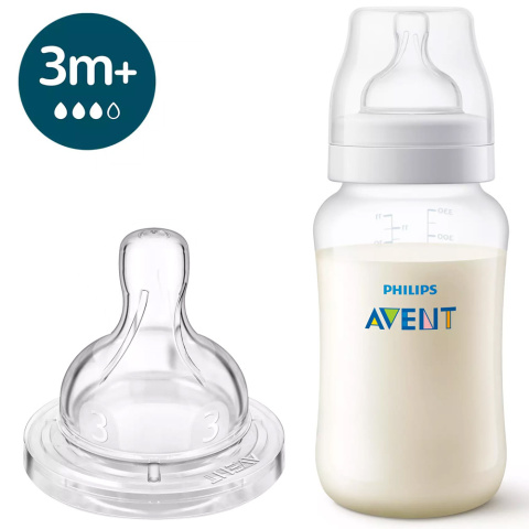 Philips Avent Classic Butelka antykolkowa do karmienia wąska 330ml 3+ Philips Avent Classic Butelka antykolkowa do karmienia wąska 330ml 3+