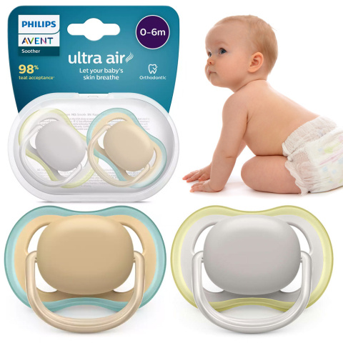 Philips Avent Smoczek uspokajający symetryczny Ultra Air 0+ 2pak SCF085/15