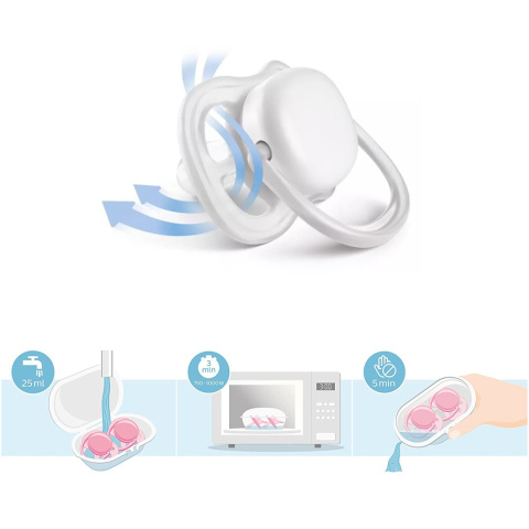 Smoczek Avent uspokajający symetryczny Philips Ultra Air 6+ 2pak SCF080/03 Smoczek Avent uspokajający symetryczny Philips Ultra Air 6+ 2pak SCF080/03