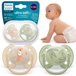 Philips Avent Smoczek uspokajający symetryczny Ultra Soft 0+ 2pak SCF091/07