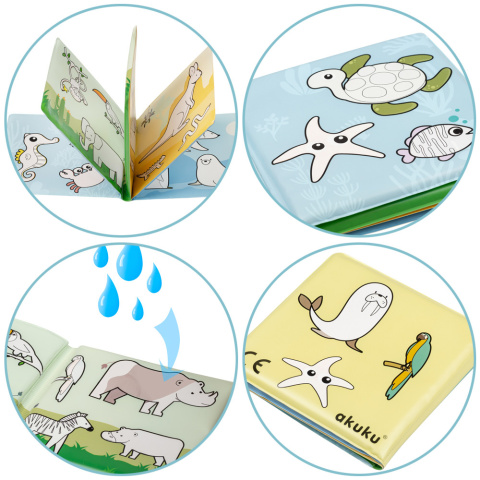 Książeczka sensoryczna Akuku magiczna edukacyjna miękka do wody Magic Book Książeczka sensoryczna Akuku magiczna edukacyjna miękka do wody Magic Book