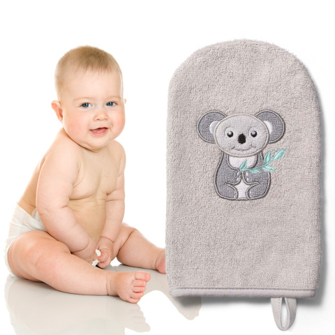 Myjka do kąpieli niemowląt Babyono bambusowa antybakteryjna szary koala