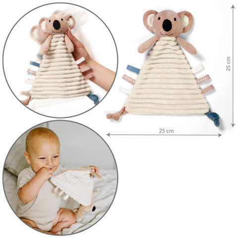 Przytulanka pluszowa sensoryczna kocyk grzechotka Babyono Koala Charlie Przytulanka pluszowa sensoryczna kocyk grzechotka Babyono Koala Charlie