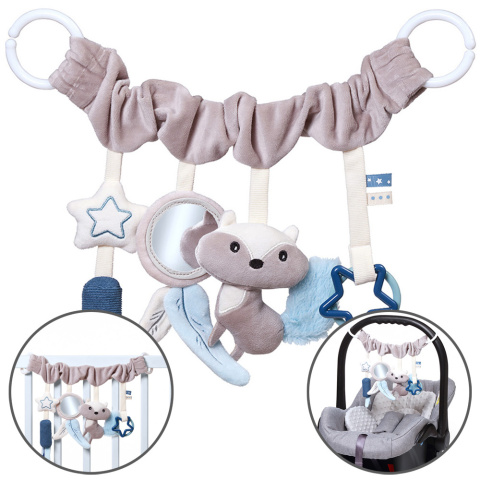 Zawieszka do wózka fotelika Babyono sensoryczna edukacyjna niebiesko szara Zawieszka do wózka fotelika Babyono sensoryczna edukacyjna niebiesko szara