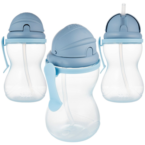 Bidon dla dzieci Canpol z rurką silikonową ze słomką 370 ml 12+ niebieski Bidon dla dzieci Canpol z rurką silikonową ze słomką 370 ml 12+ niebieski