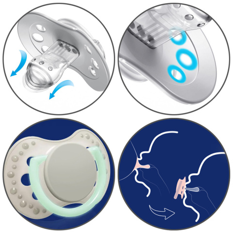 Smoczek LOVI uspokajający symetryczny silikon etui świeci 18m+ 2pak 22/931