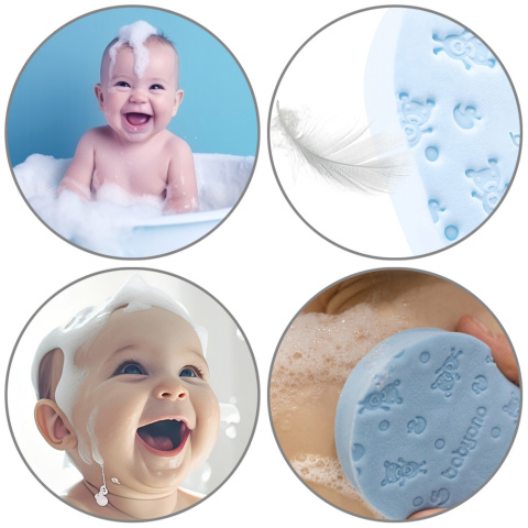 Gąbka do kąpieli dla niemowląt dzieci Babyono miękka hipoalergiczna błękit