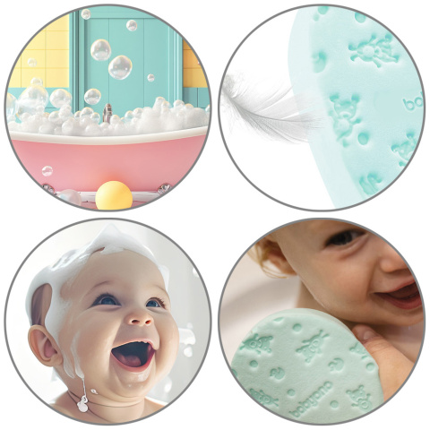 Gąbka do kąpieli dla niemowląt dzieci Babyono miękka hipoalergiczna miętowa