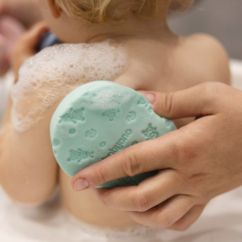 Gąbka do kąpieli dla niemowląt dzieci Babyono miękka hipoalergiczna miętowa