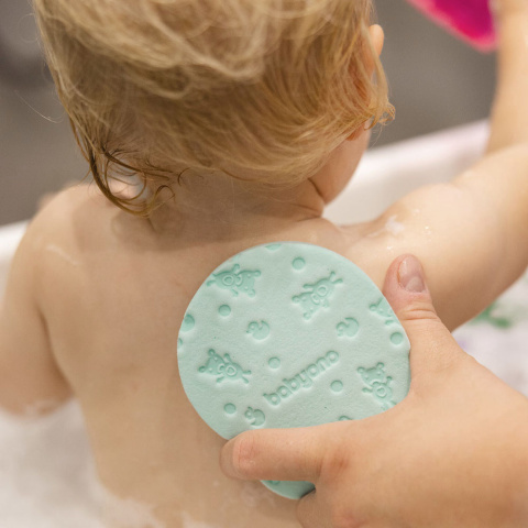 Gąbka do kąpieli dla niemowląt dzieci Babyono miękka hipoalergiczna miętowa
