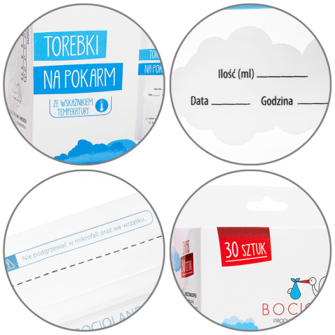 Woreczki strunowe do przechowywania pokarmu mrożenia Bocioland 200ml 30 szt